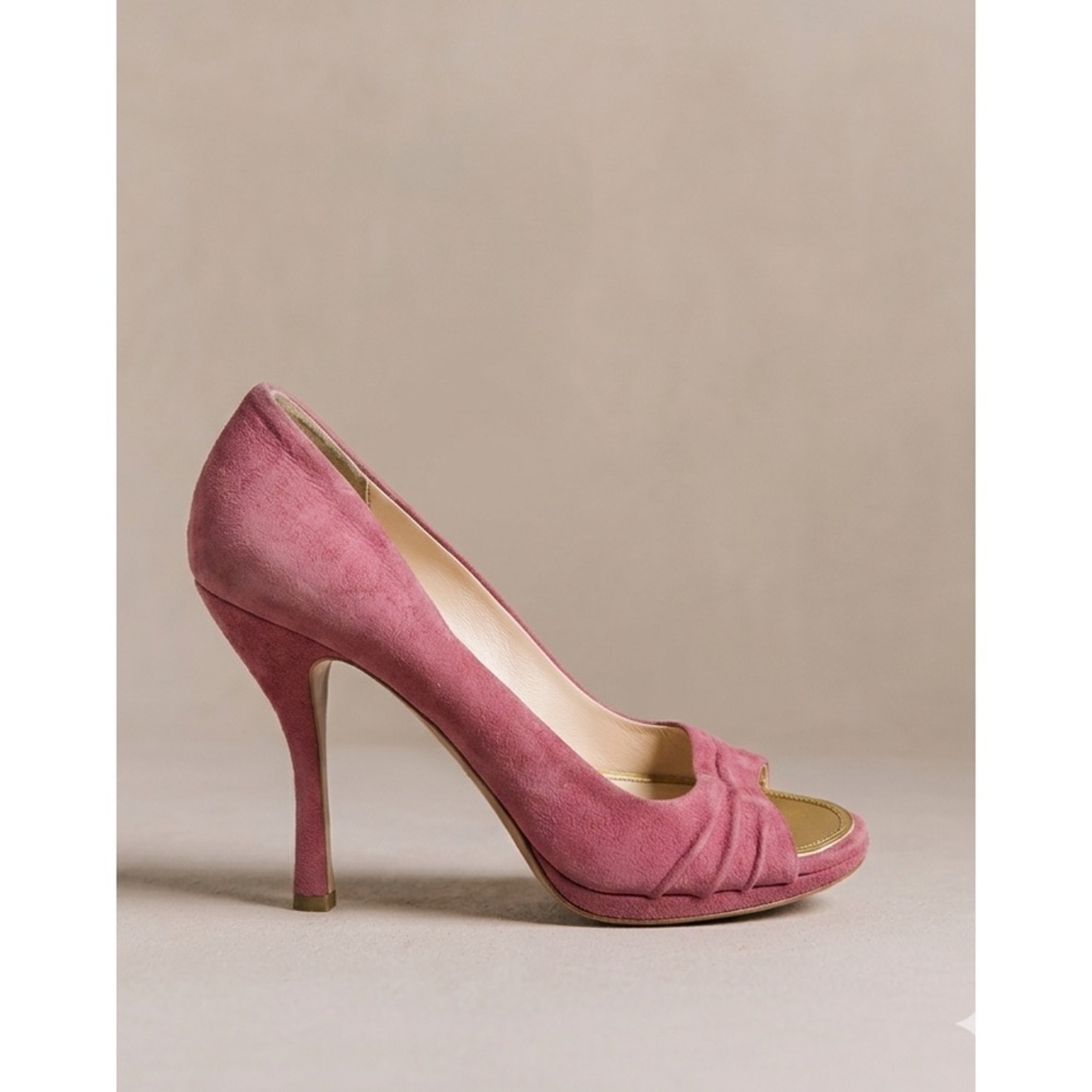 PRADA Peep Toe Heels Sandals Mulberry Pink Size 39.5